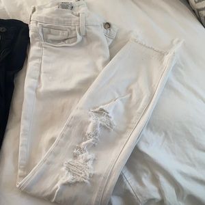 White cropped, distressed J Brand jeans